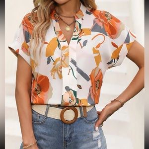 Boho notched neck blouse